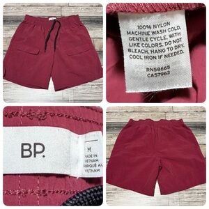 BP Cargo Tech Shorts Men’s M Cranberry Red (Inseam 6.5) Nylon Drawstring